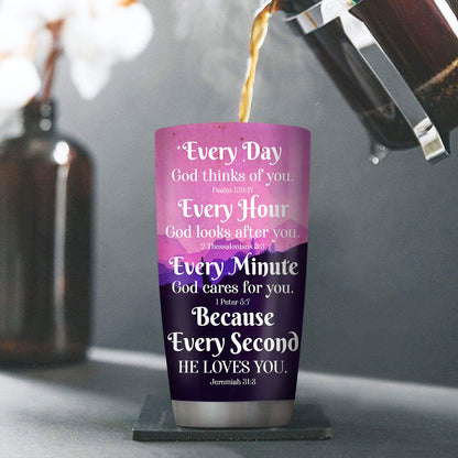 Personalized Cross Stainless Steel Tumbler 20oz | Everyday God Thinks Of You | Ideal Gift For Christians SSTHN604