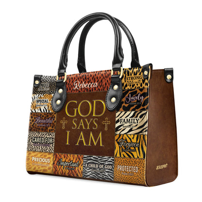 Personalized Leather Handbag With Zipper | God Says I Am Unique LHBM724