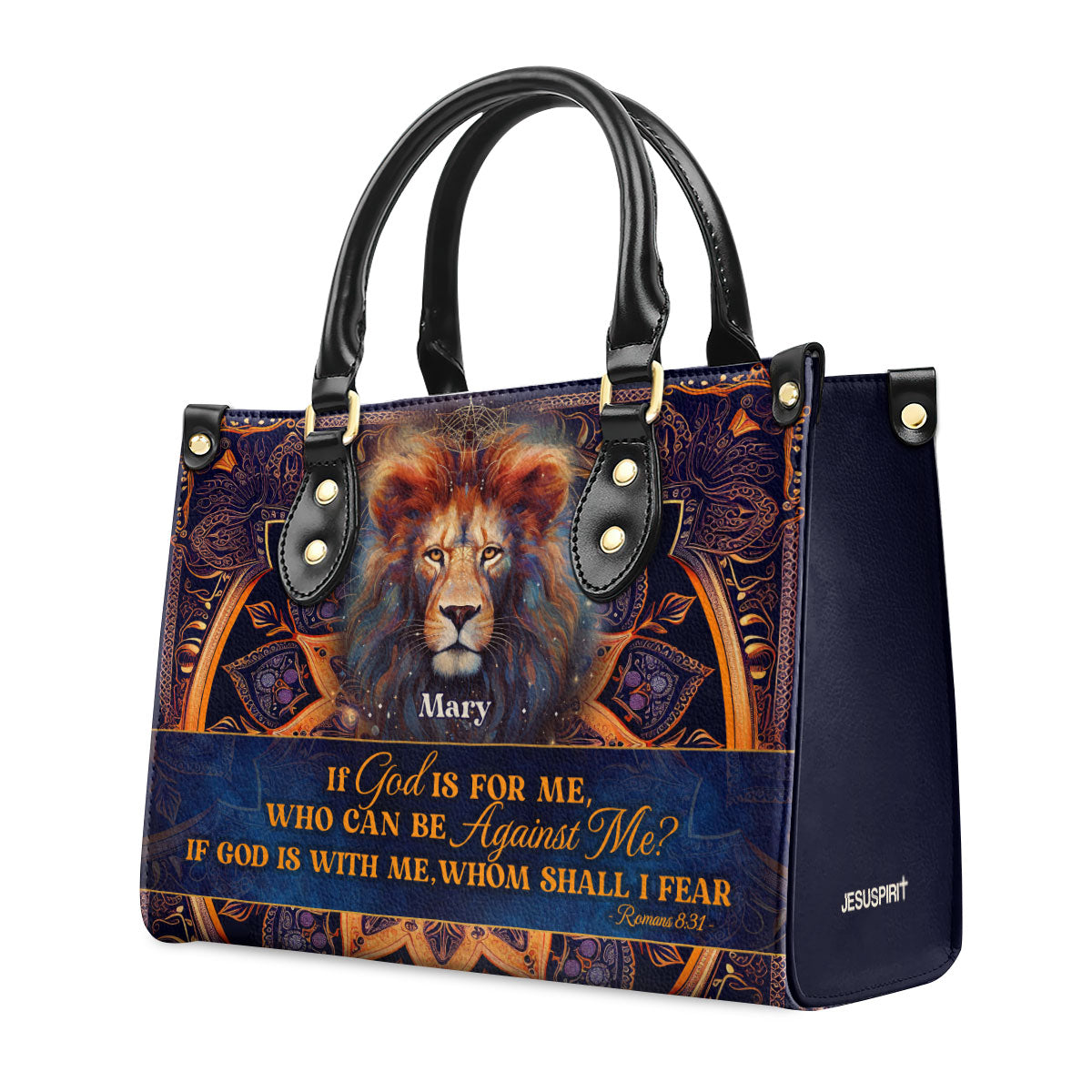 Personalized Leather Handbag With Zipper | If God Is For Me LHBM751