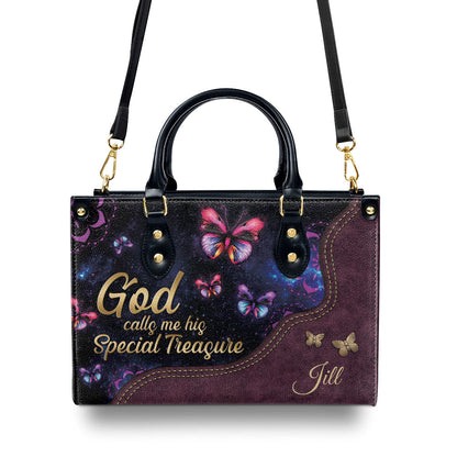 Lovely Personalized Butterfly Leather Handbag - God Calls You His Special Treasure AHN234