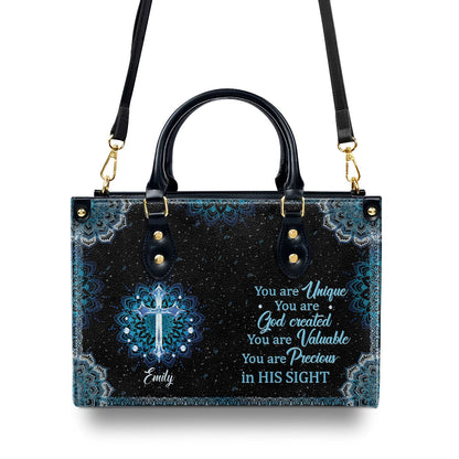 Elegant Personalized Leather Handbag - You Are Precious In His Sight AM253