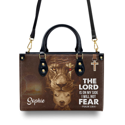 Special Personalized Lion Leather Handbag - The Lord Is On My Side H04