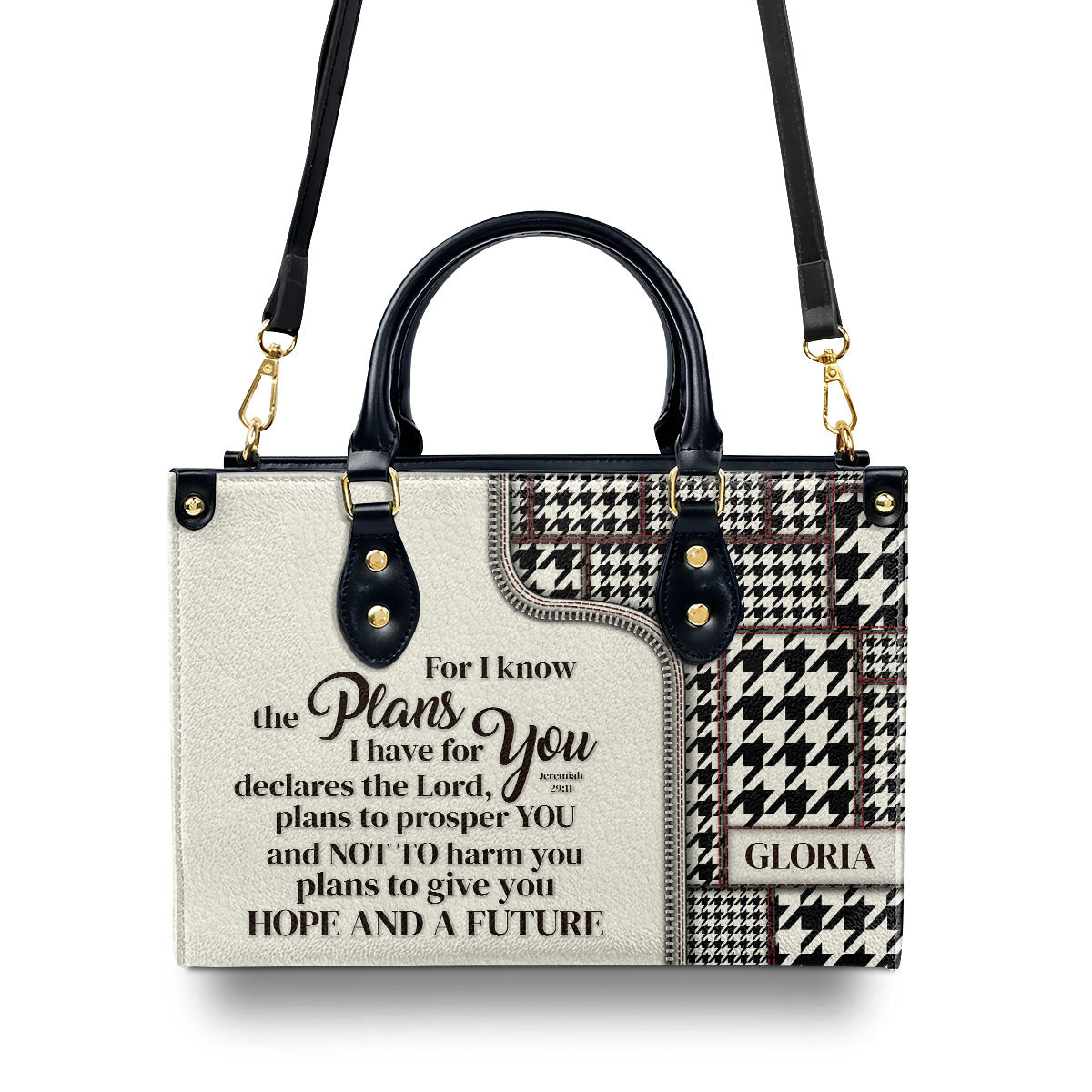 For I Know The Plans I Have For You | Jeremiah 29:11 | Personalized Leather Handbag With Handle HIHN274A