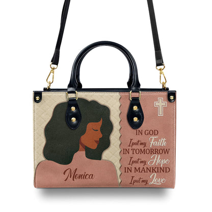 In God I Put My Faith - Beautiful Personalized Leather Handbag HM391