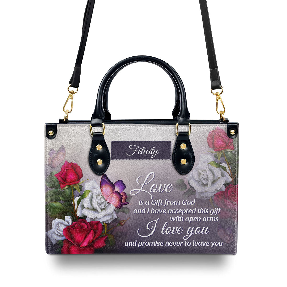 Love Is A Gift From God | Religious Romantic Gifts For Christian Women | Personalized Leather Handbag With Handle LHBH833