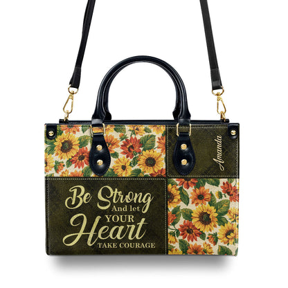 Personalized Leather Handbag With Handle | Psalm 31:24 | Gift For Bible Study Groups | Be Strong And Let Your Heart Take Courage LHBHN805