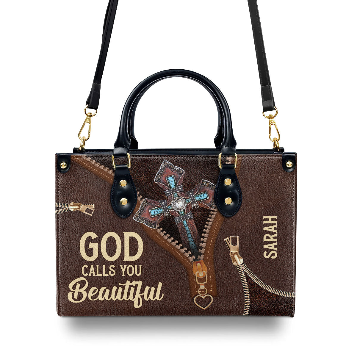 Must-Have Personalized Leather Handbag - God Calls You Beautiful M07