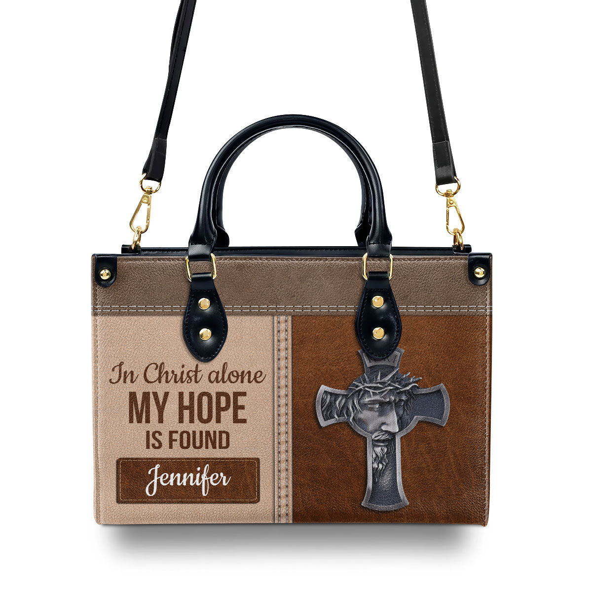 In Christ Alone My Hope Is Found - Special Personalized Cross Leather Handbag NUH299