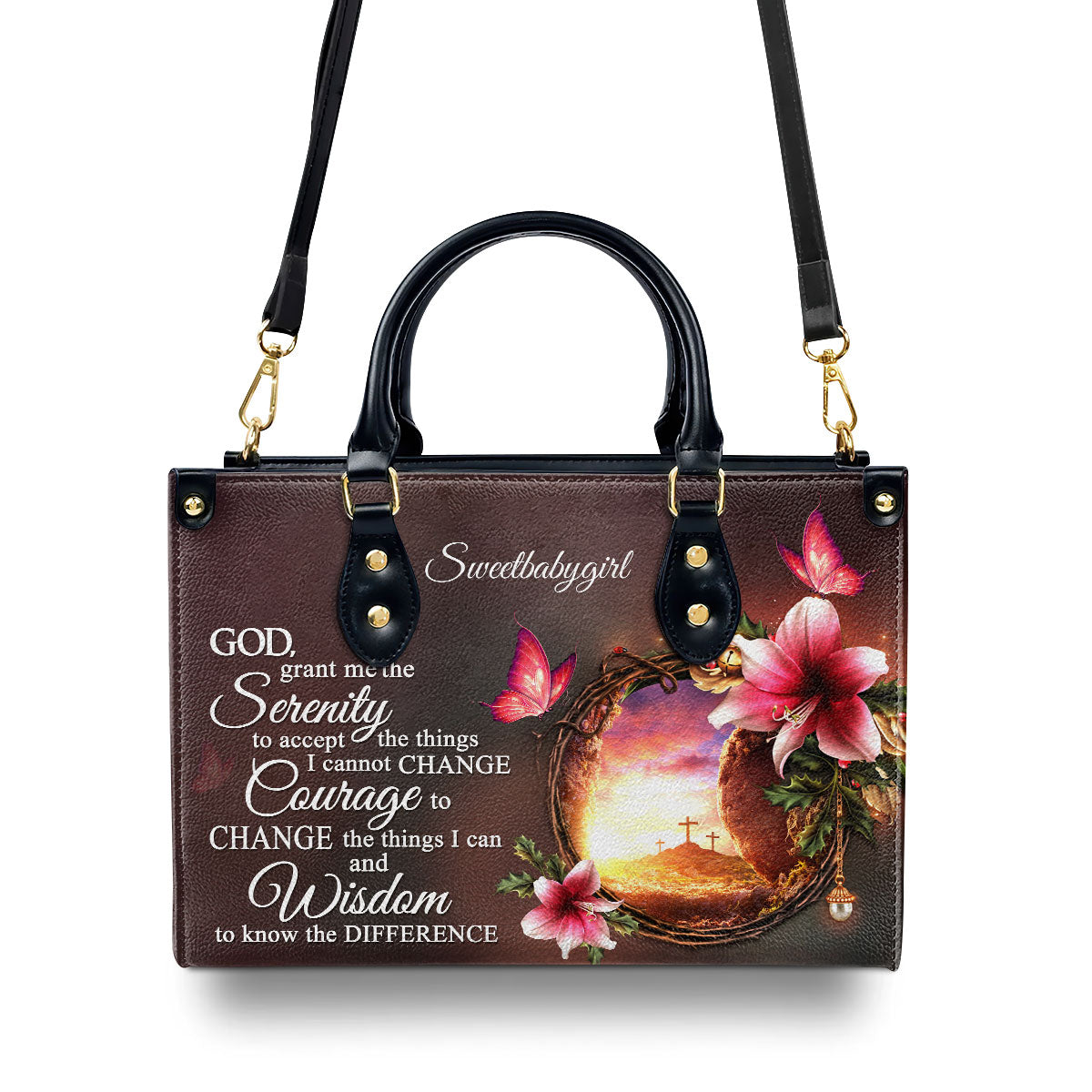 God, Grant Me The Serenity To Accept The Things I Cannot Change - Beautiful Personalized Leather Handbag NUH321