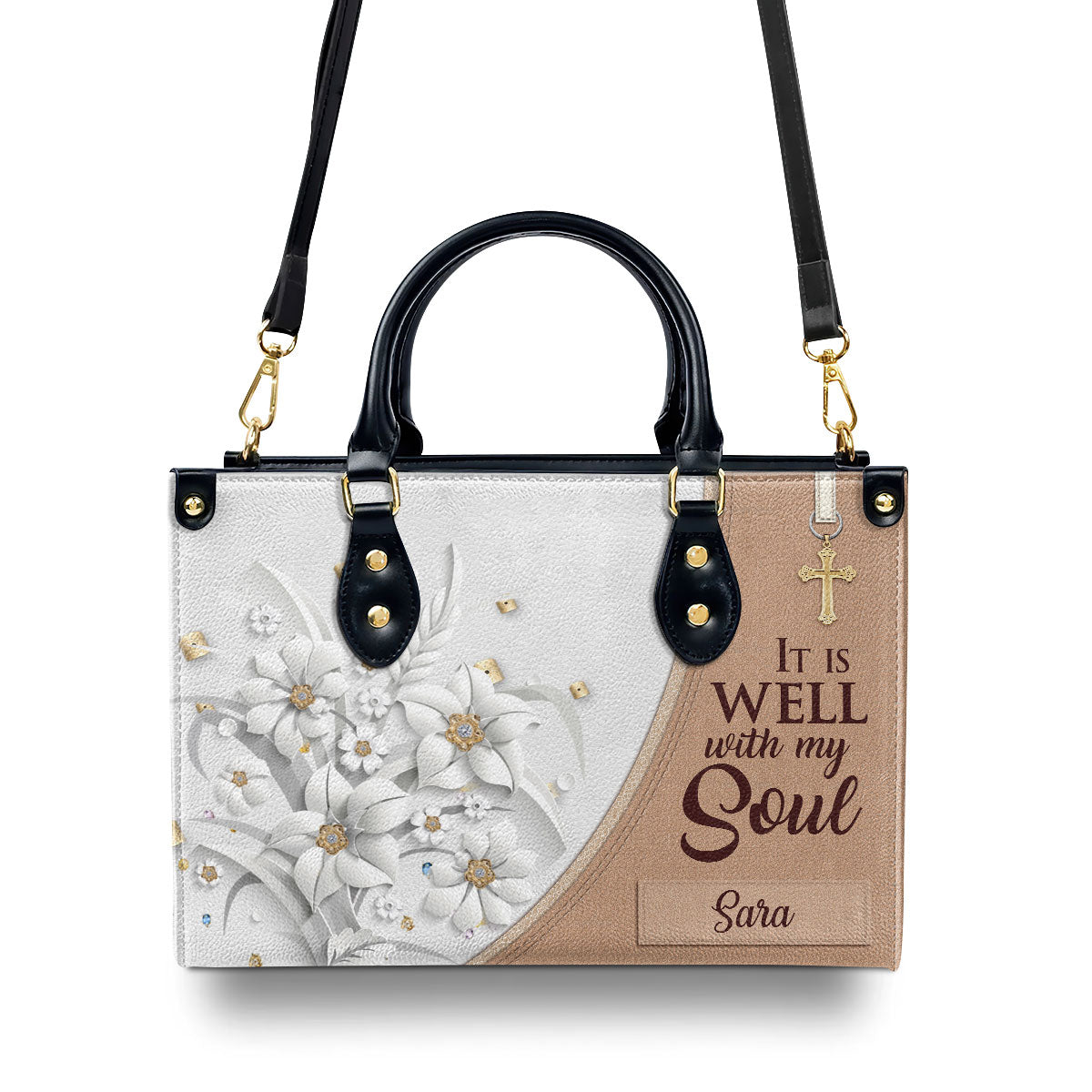 Beautiful Personalized Leather Handbag - It Is Well With My Soul NUH336