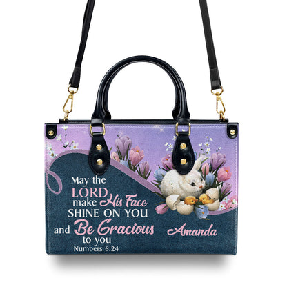 Beautiful Personalized Leather Handbag - May The Lord Make His Face Shine On You And Be Gracious To You NUM379