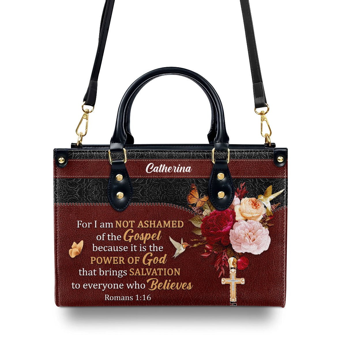 Lovely Personalized Leather Handbag - For I Am Not Ashamed Of The Gospel NUM467