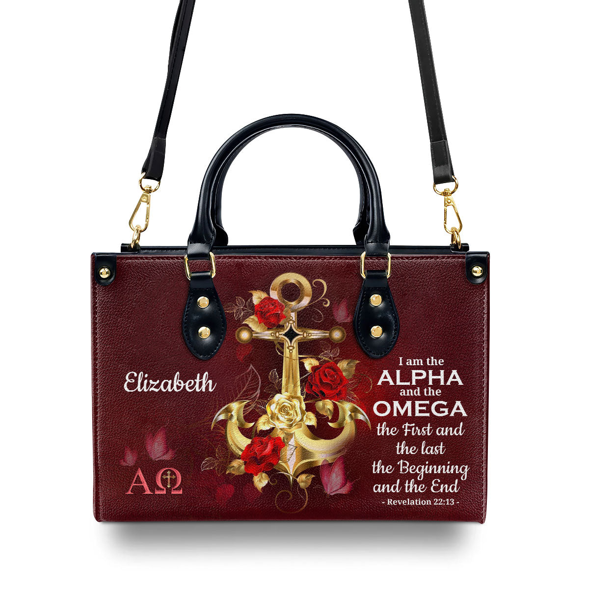 I Am The Alpha And The Omega - Unique Personalized Leather Handbag NUH455