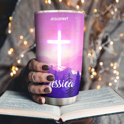 Personalized Cross Stainless Steel Tumbler 20oz | Everyday God Thinks Of You | Ideal Gift For Christians SSTHN604