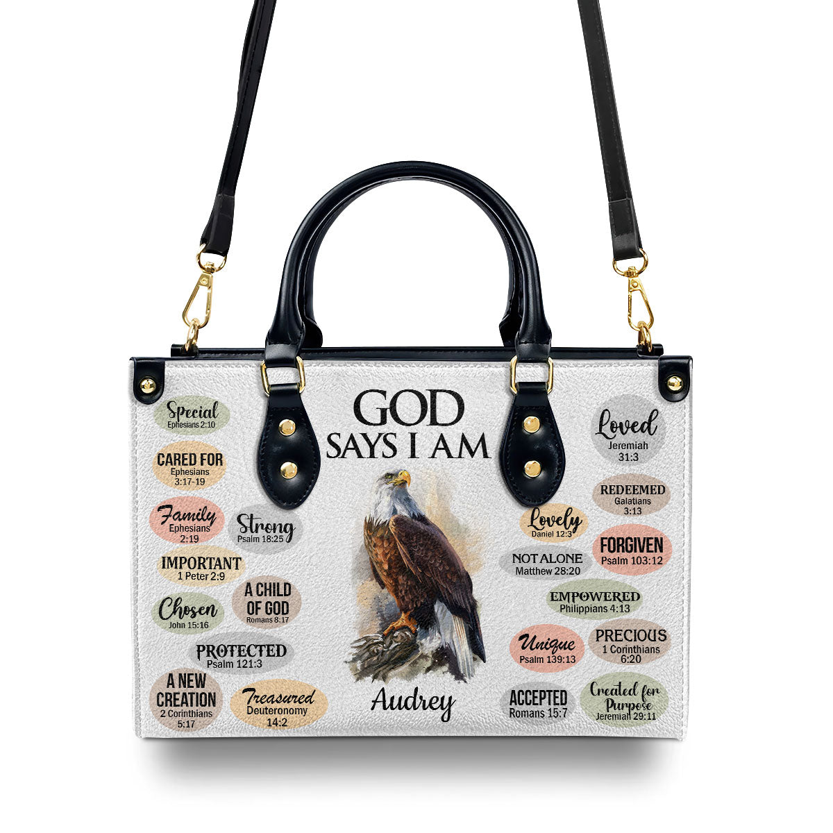 Personalized Animal Leather Handbag With Handle | What God Says About You | Christian Gifts For Religious Women LHBH740