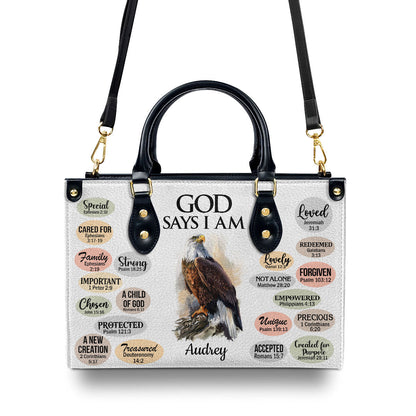 Personalized Animal Leather Handbag With Handle | What God Says About You | Christian Gifts For Religious Women LHBH740