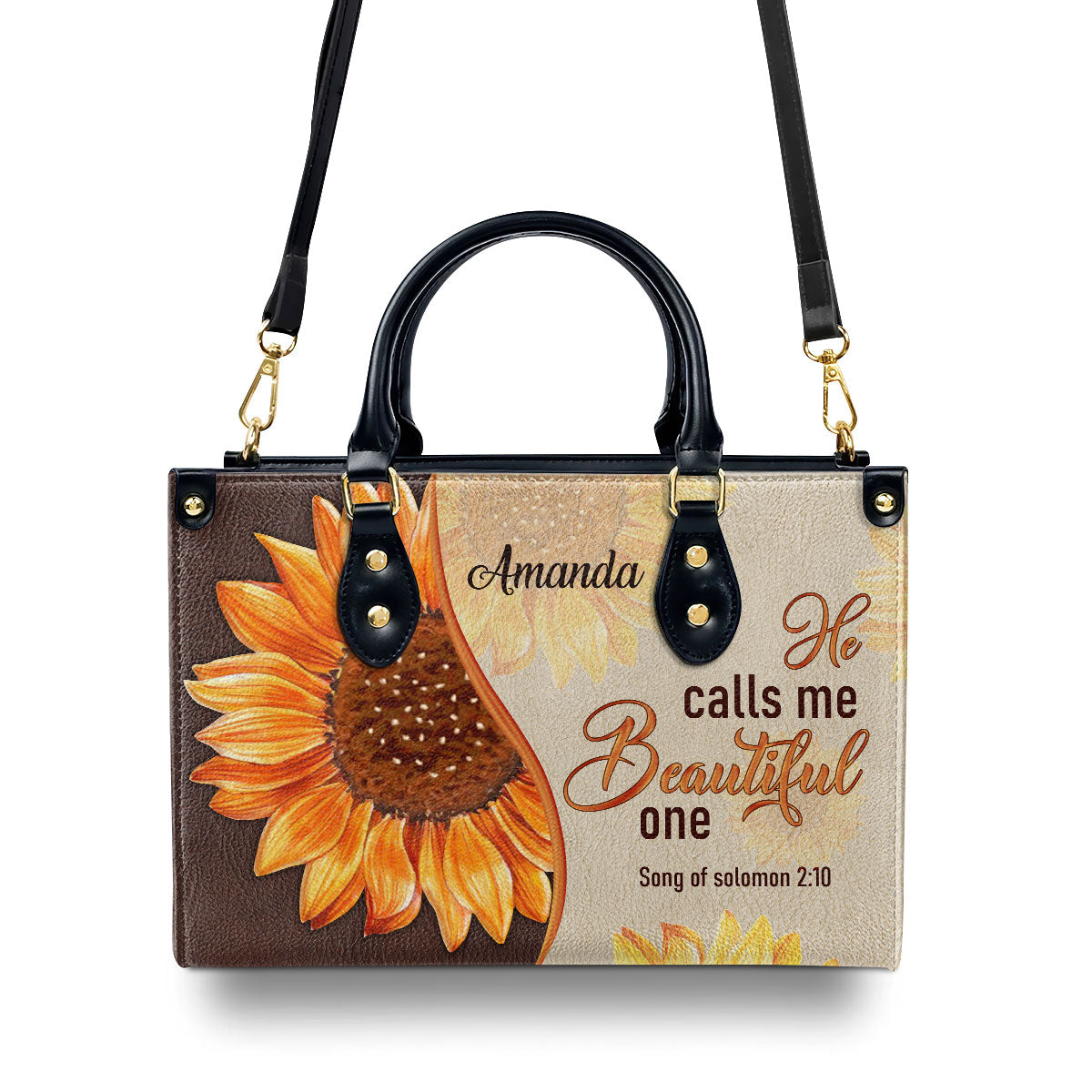 Fancy Sunflower Leather Handbag - He Calls Me Beautiful One AM231