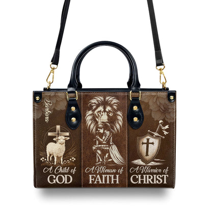 Personalized Leather Handbag With Zipper | A Woman Of Faith LHBHN688