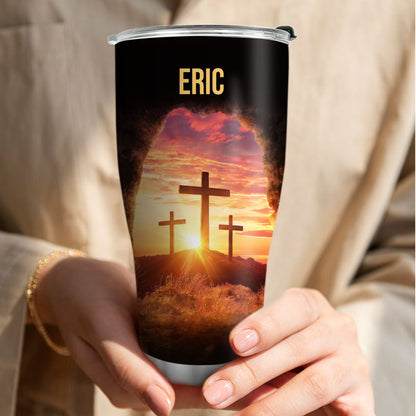 Religious Gift For Bible Study Groups | Personalized Stainless Steel Tumbler | Because He Lives, I Can Face Tomorrow SSTM02