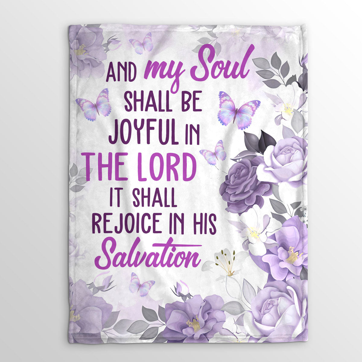 Fleece Blanket | Flower And Butterfly | Psalm 35:9 | My Soul Shall Be Joyful In The Lord FBH620