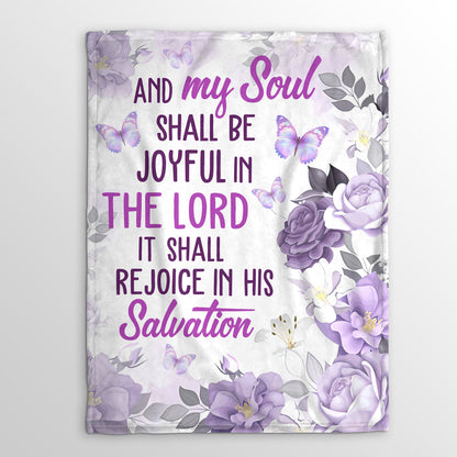 Fleece Blanket | Flower And Butterfly | Psalm 35:9 | My Soul Shall Be Joyful In The Lord FBH620