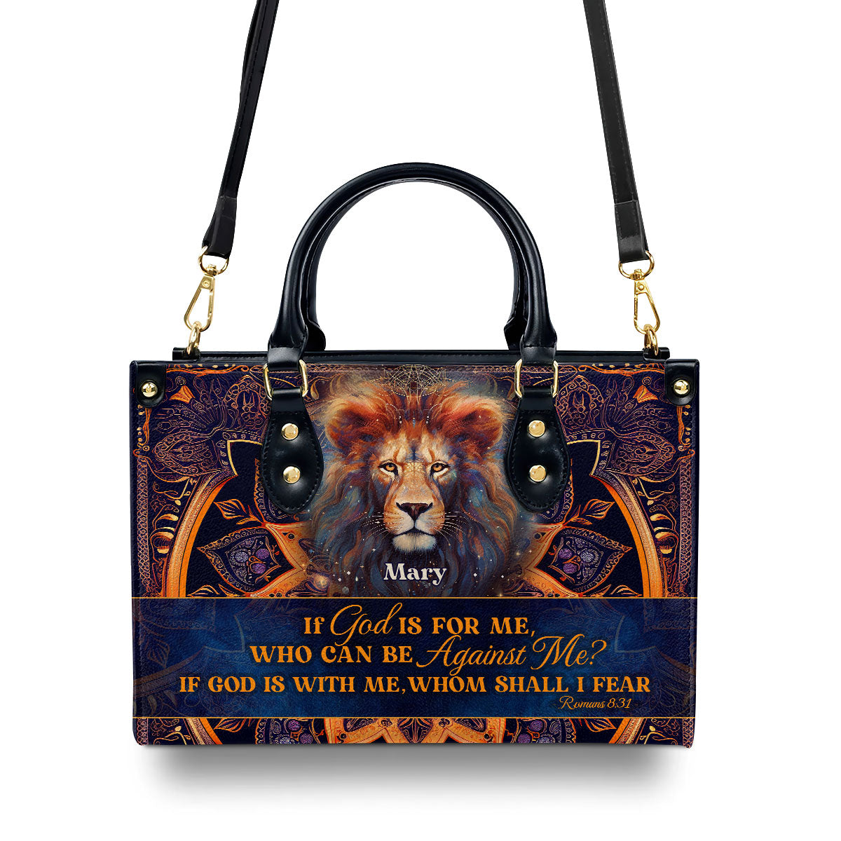 Personalized Leather Handbag With Zipper | If God Is For Me LHBM751