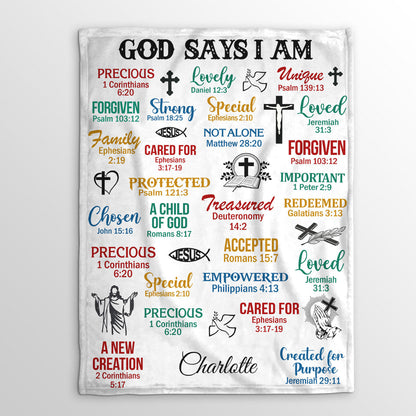 Personalized Fleece Blanket | What God Says About You | Unique Spiritual Gifts For Christians FBH742