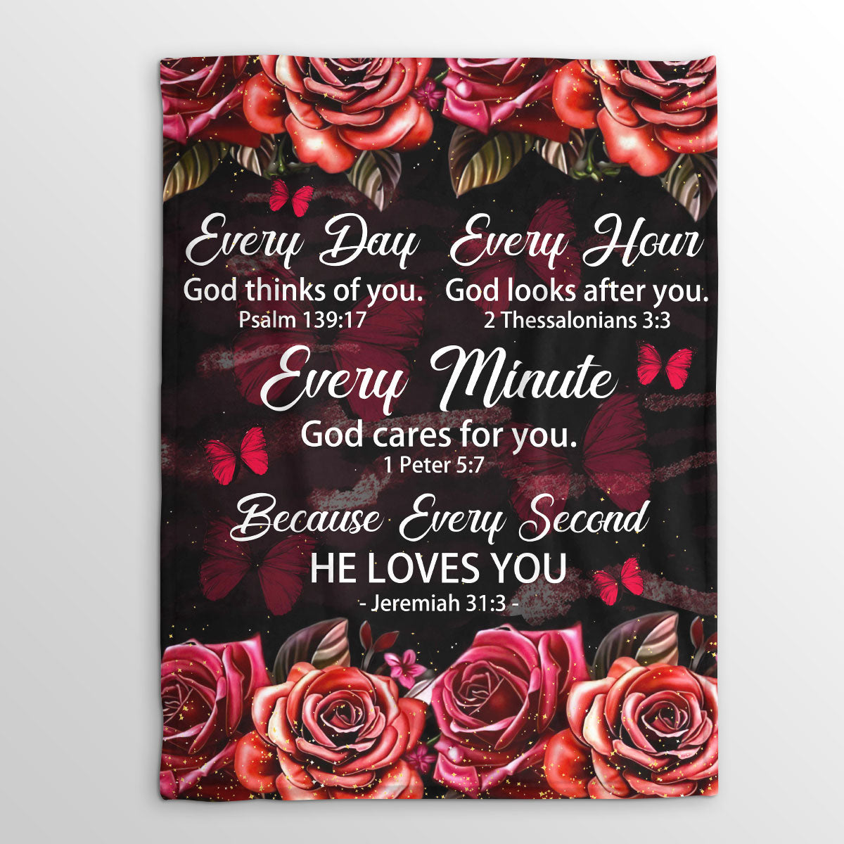 Every Hour God Looks After You | Rose And Butterfly | Gorgeous Fleece Blanket For Christians FBHN602