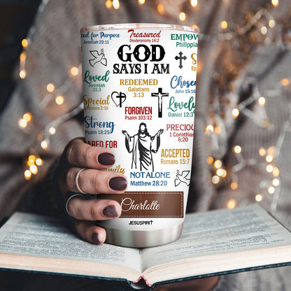 What God Says About You | Unique Scripture Gifts For Christian Friends | Personalized Christian Stainless Steel Tumbler 20oz SSTH742A