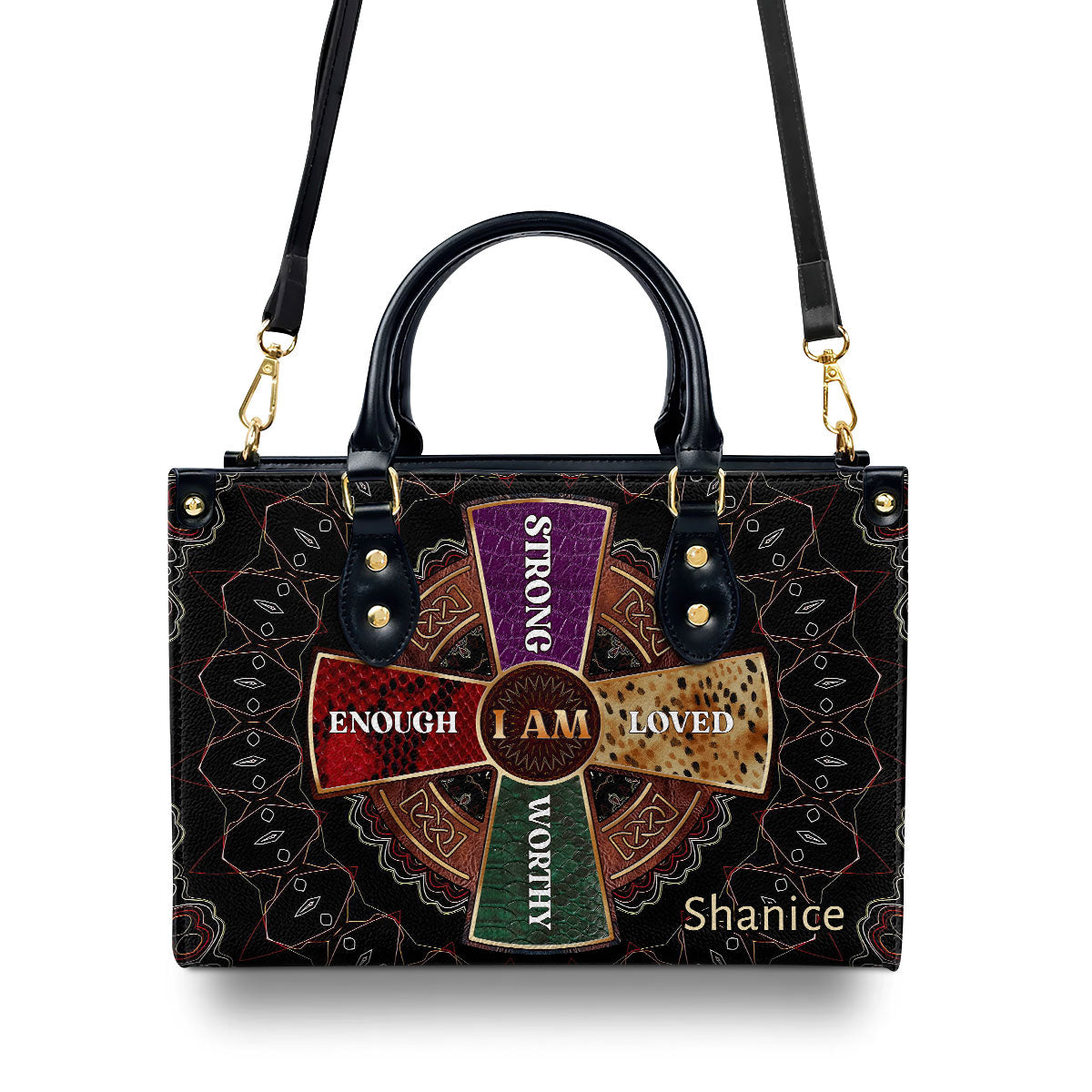 Personalized Leather Handbag With Zipper | I Am LHBM754