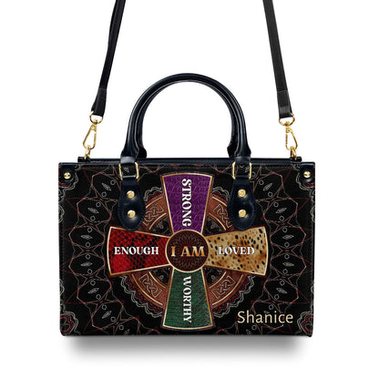 Personalized Leather Handbag With Zipper | I Am LHBM754