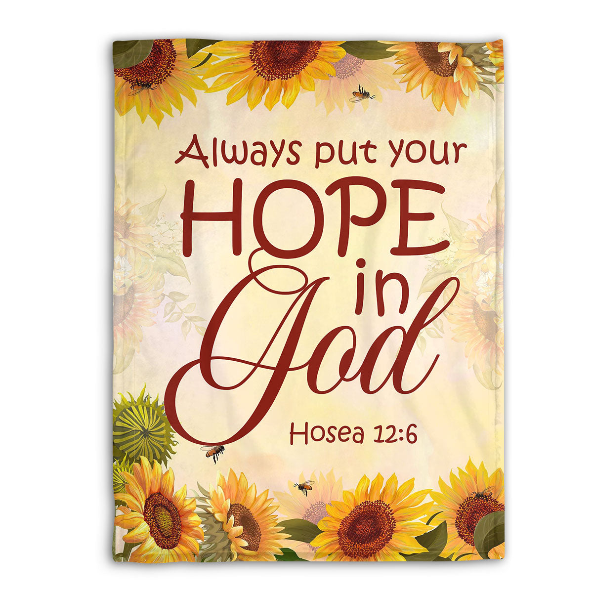 Stunning Sunflower Fleece Blanket | Always Put Your Hope In God | Hosea 12:6 FBM632