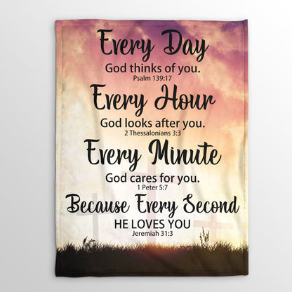 Everyday God Thinks Of You | Meaningful Gift For Christian Friends | Special Fleece Blanket FBHN600