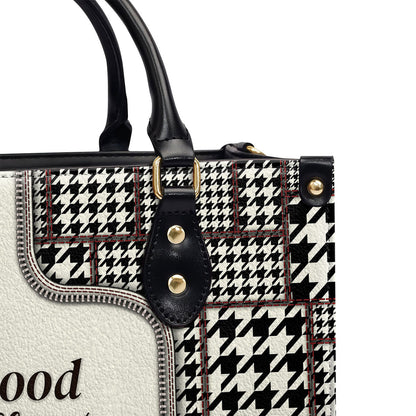 Life Is Good Because God Is Great - Black And White Christian Leather Handbag HIHN274