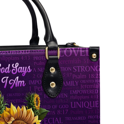 What God Says About You | Religious Gift For Christian Ladies | Personalized Leather Handbag With Handle LHBHN742W