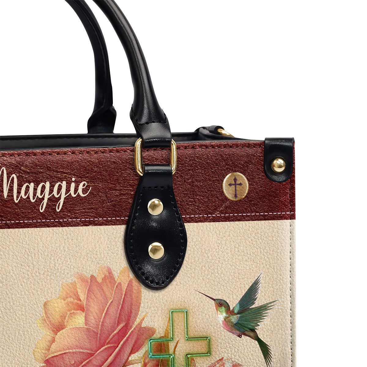 Personalized Leather Handbag | I Can Do All Things Through Christ | Philippians 4:13 | Humming Bird And Cross LHBM681