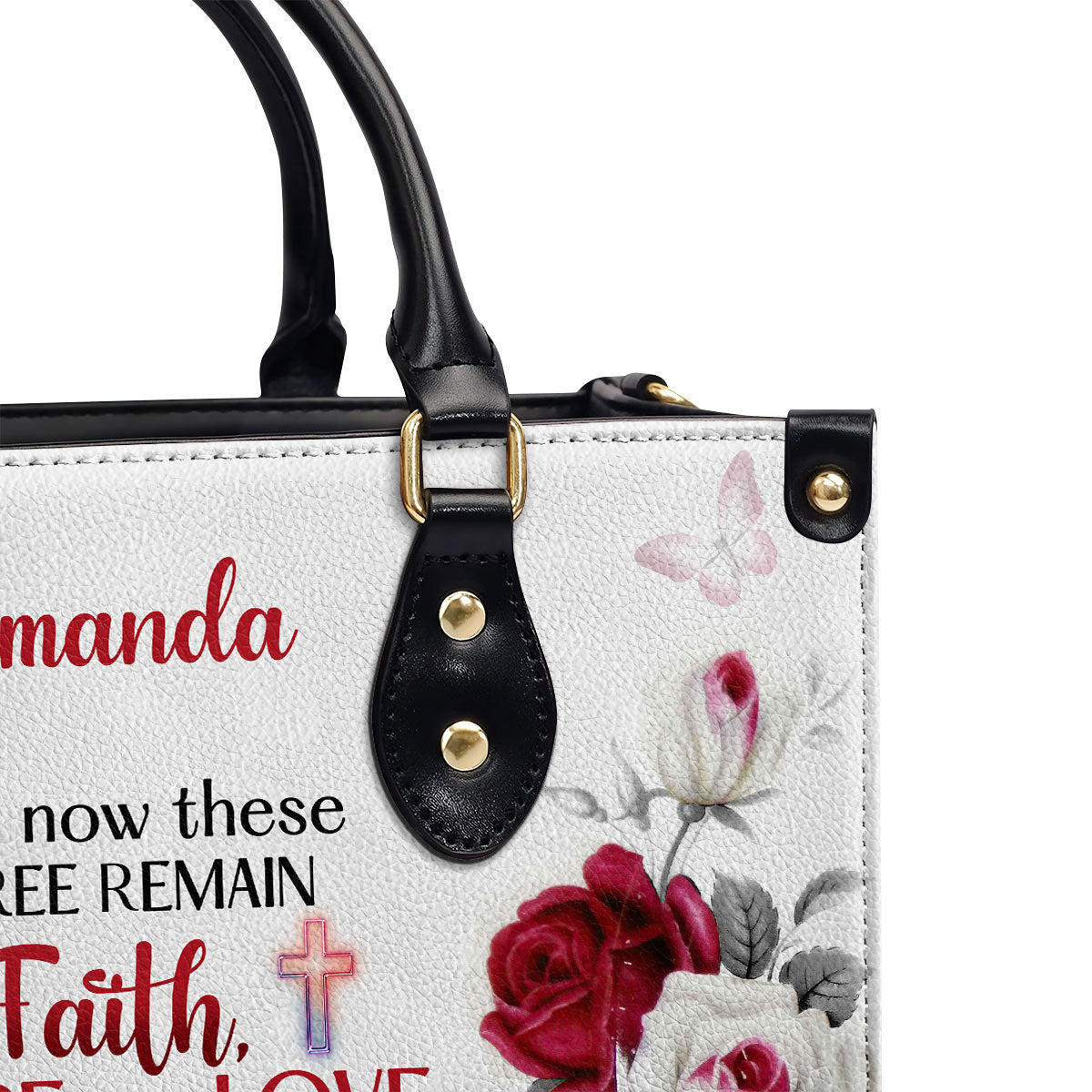 Corinthians 13:13 | Inspirational Gifts With Bible Verse For Christian Women | Personalized Leather Handbag With Handle LHBM711