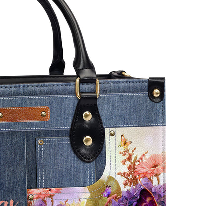 Beautiful Personalized Butterfly Leather Handbag - He Works All Things For The Good Of Those Who Love Him NUM315