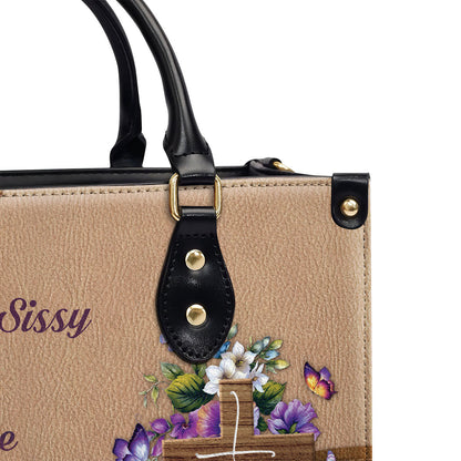 Stunning Personalized Floral Cross Leather Handbag - I Still Believe In Amazing Grace NUH269