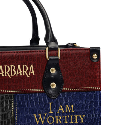 I Am Loved | Personalized Zippered Leather Handbag With Handle | Religious Gift For Worship Friends LHBNUHN680