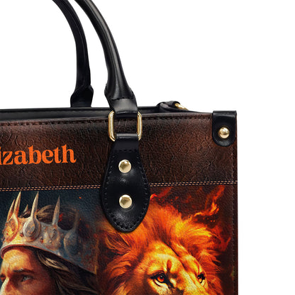 Personalized Leather Handbag With Zipper | I Will Walk By Faith LHBM745