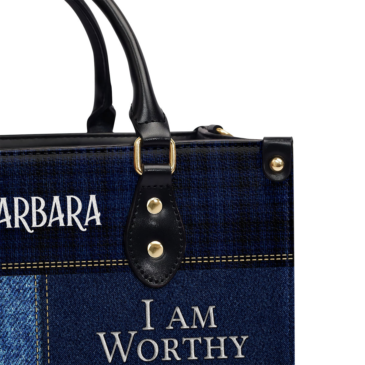 I Am Worthy | Personalized Zippered Leather Handbag With Handle | Religious Gift For Worship Friends LHBNUHN680