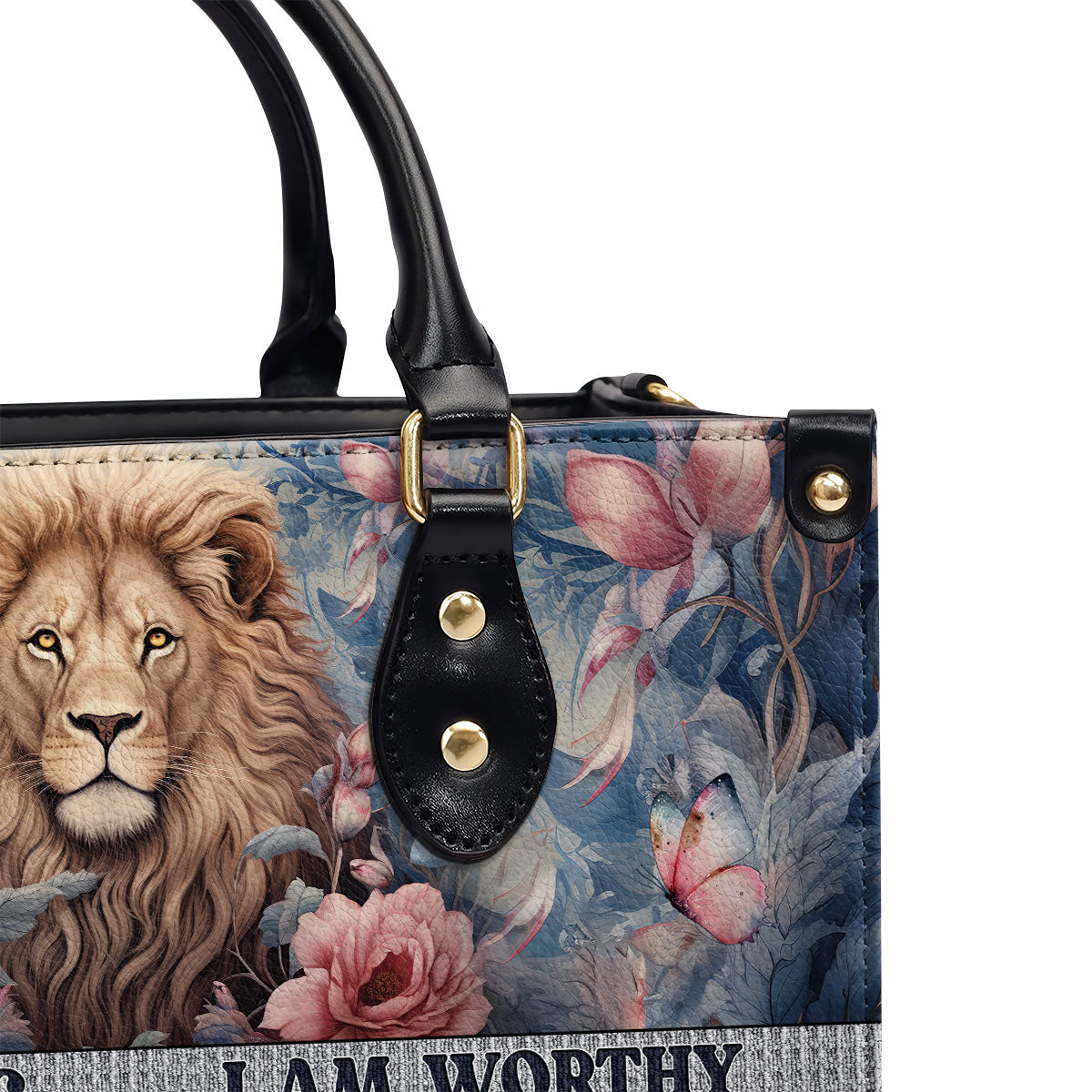 Personalized Leather Handbag With Zipper | I Am Strong LHBM752