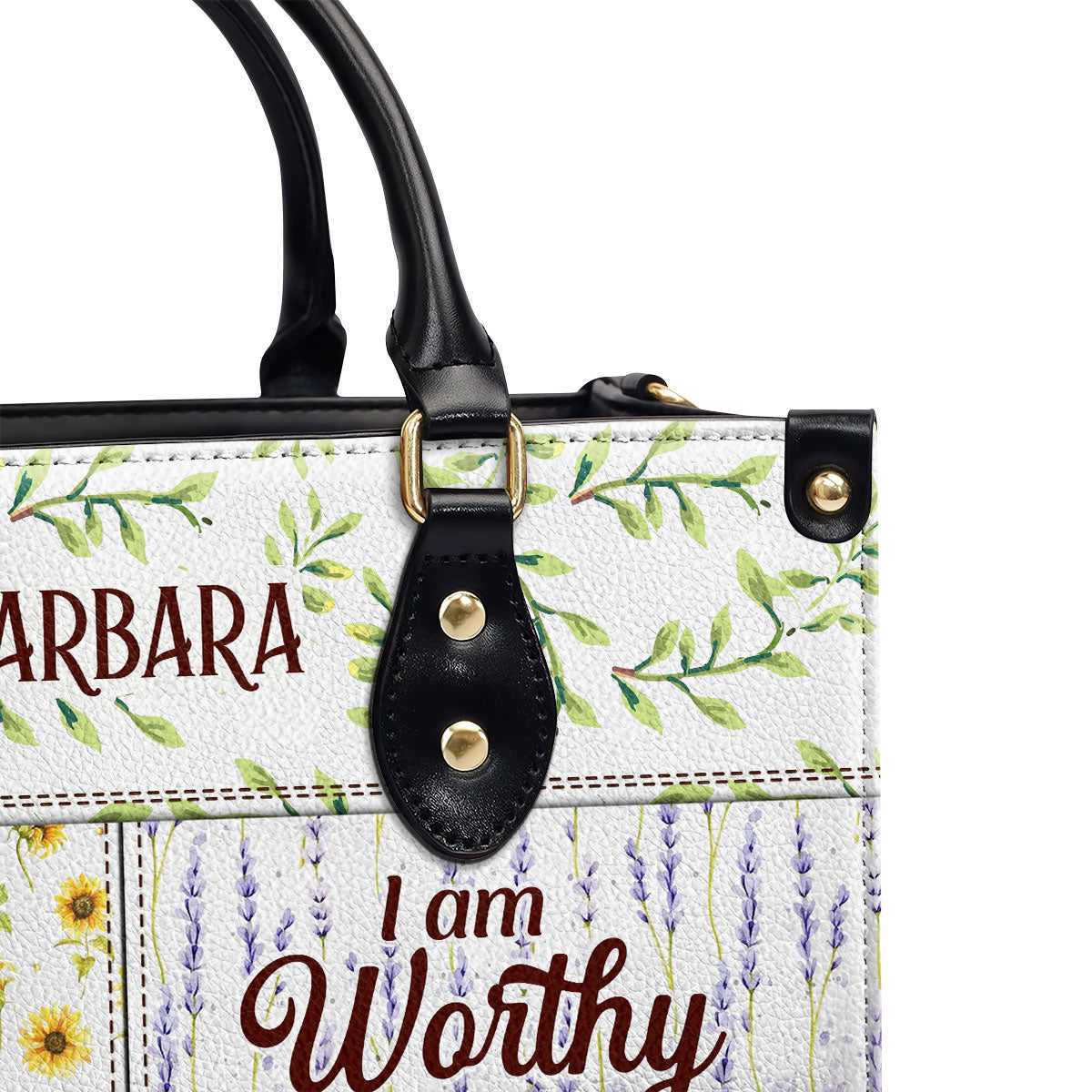 I Am Enough | Personalized Zippered Leather Handbag With Handle | Religious Gift For Worship Friends LHBNUHN680