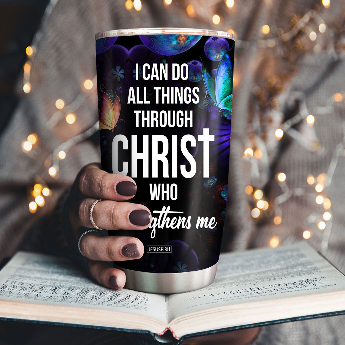 Personalized Stainless Steel Tumbler 20oz - I Can Do All Things Through Christ NUH275