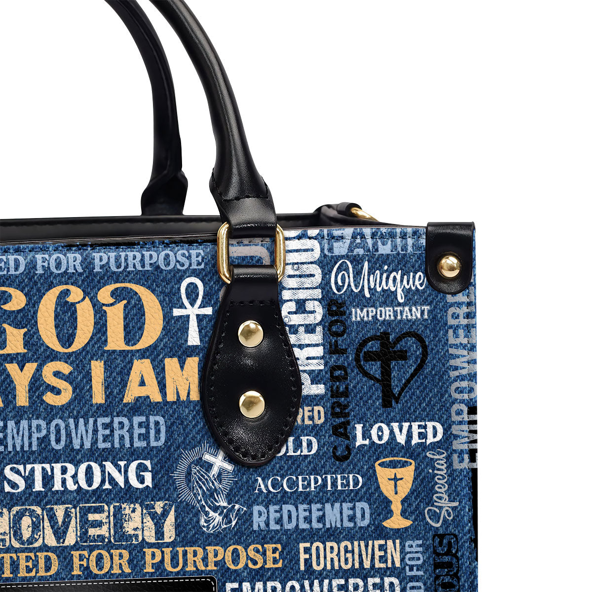 Personalized Leather Handbag With Zipper | I Am A Child Of God LHBM776