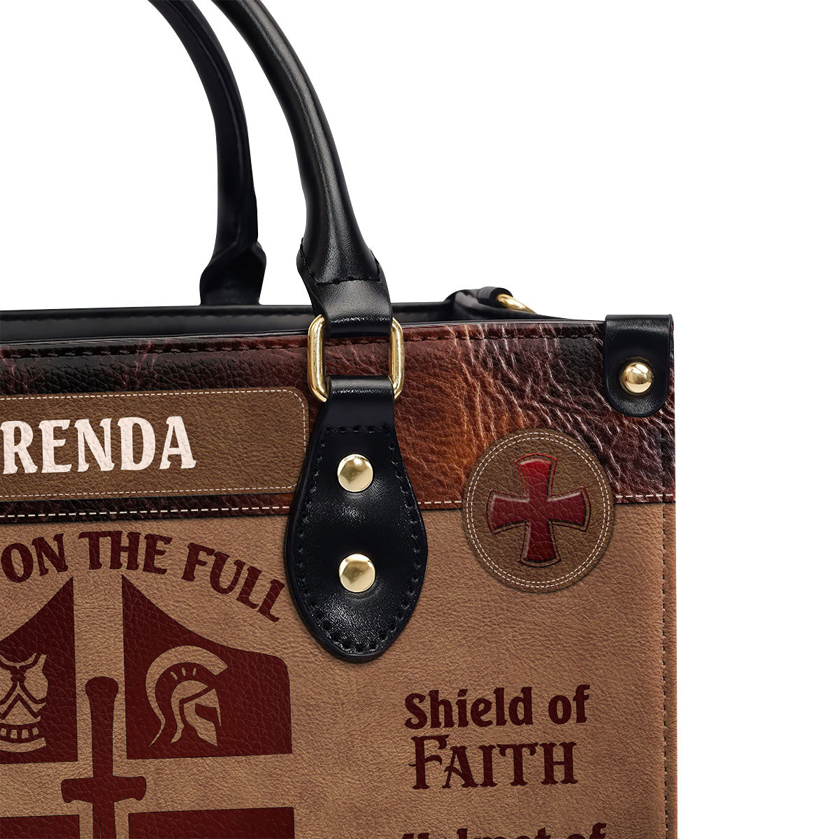 Personalized Leather Handbag With Zipper | Armor Of God LHBM771