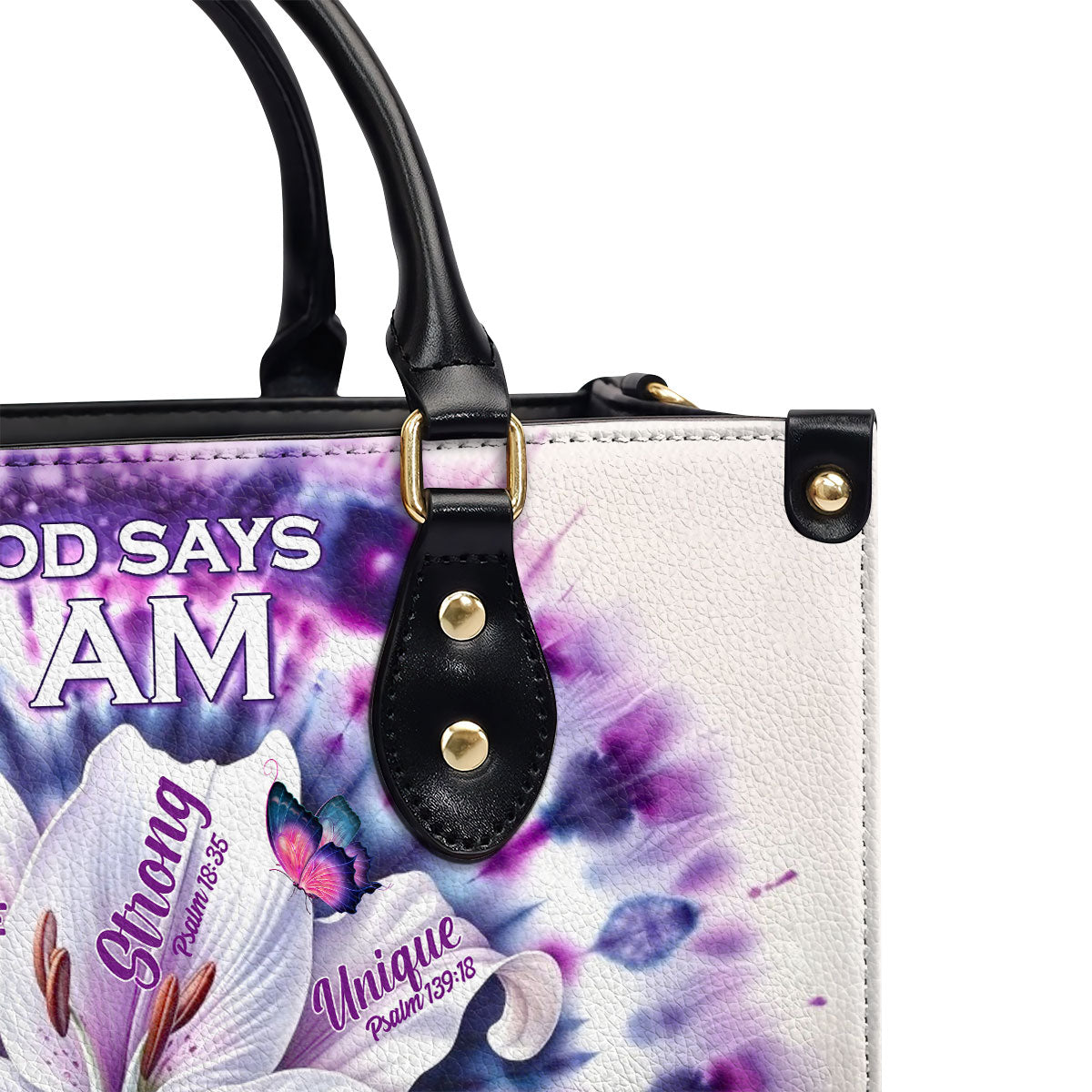 Personalized Leather Handbag With Zipper | God Says I Am LHBHN685