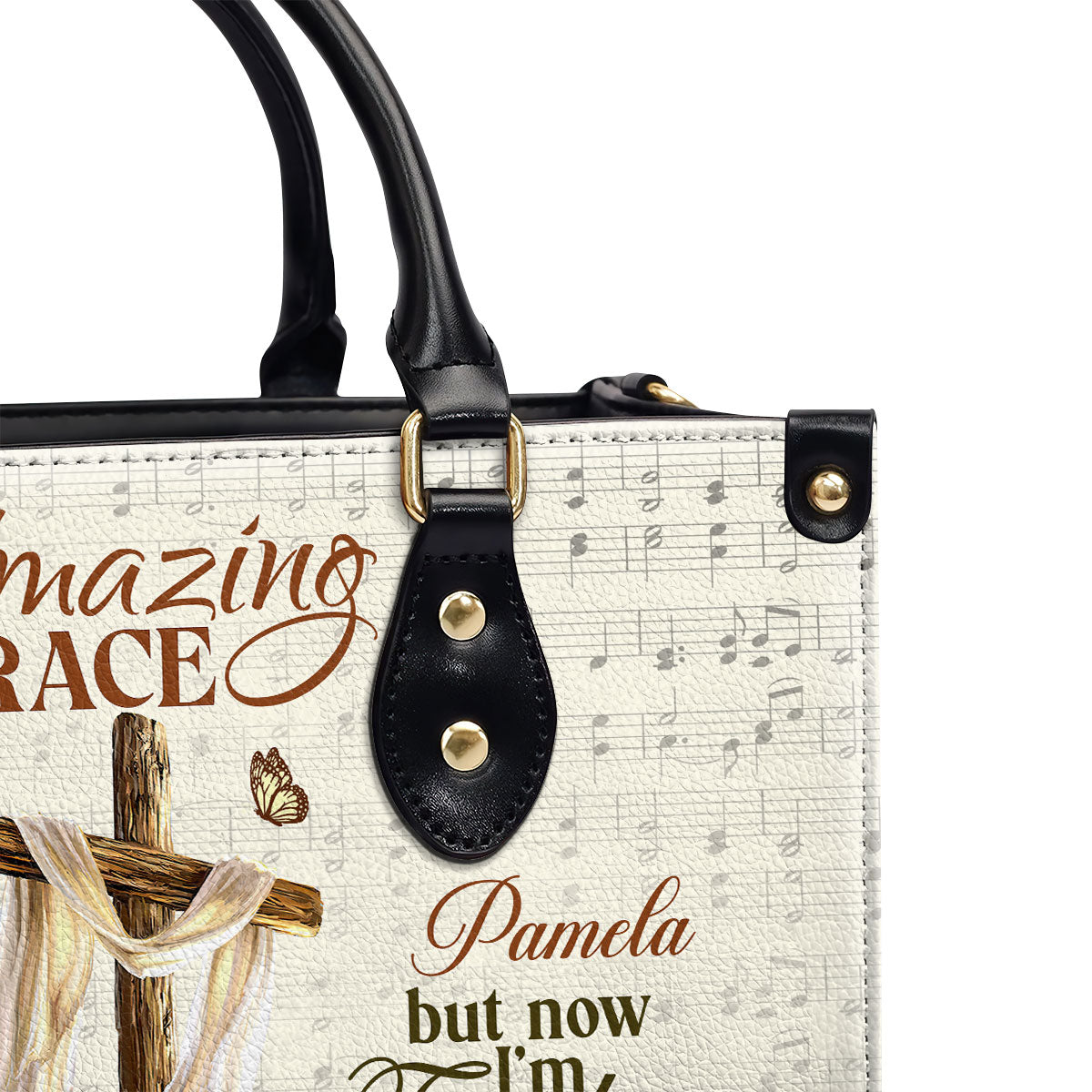 Personalized Leather Handbag With Zipper | Amazing Grace LHBM739