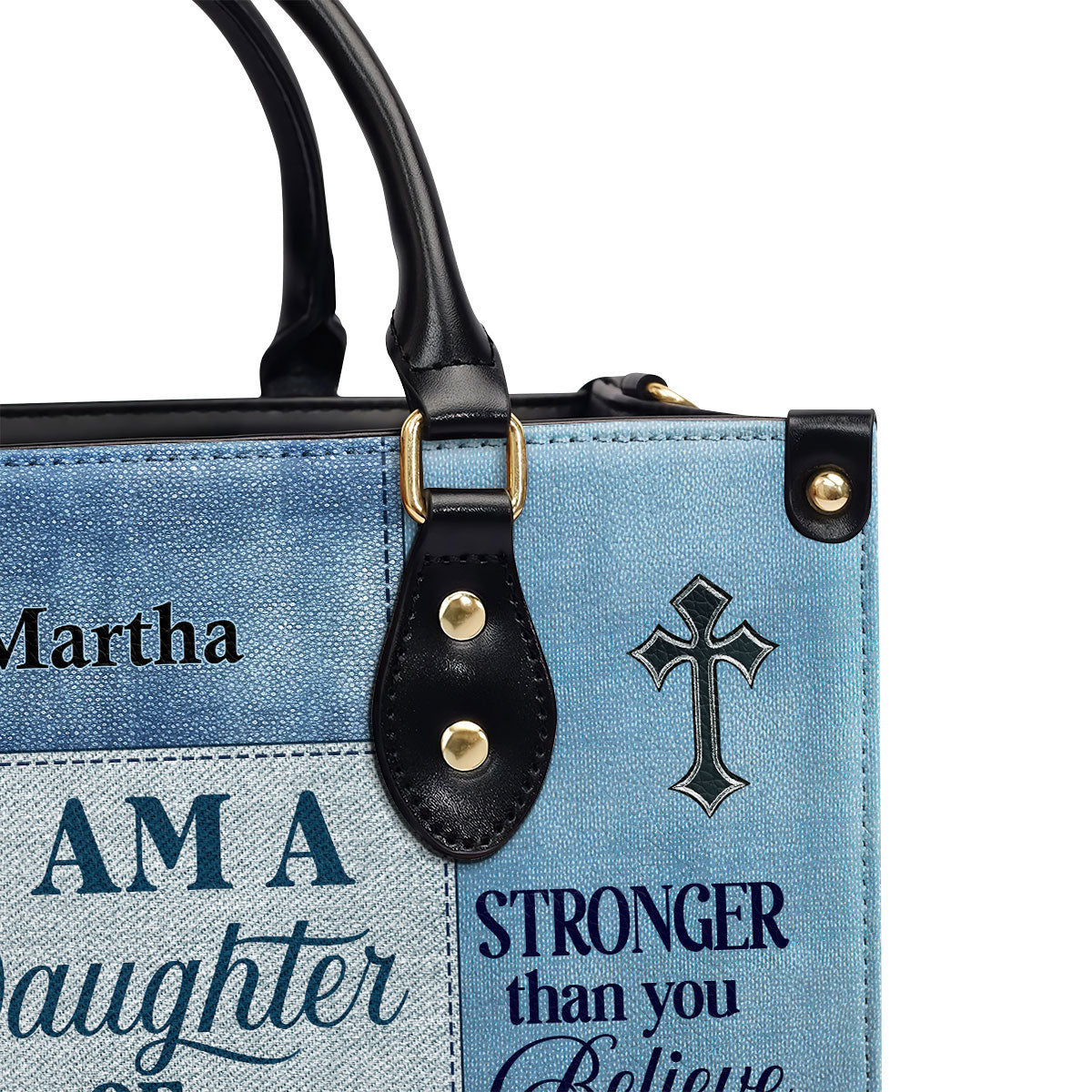 Personalized Zippered Leather Handbag With Handle | Religious Gift For Worship Friends | Daughter Of God LHBM764